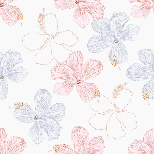 Naadloze patroon bloemen met Hibiscus bloemen abstracte achtergrond