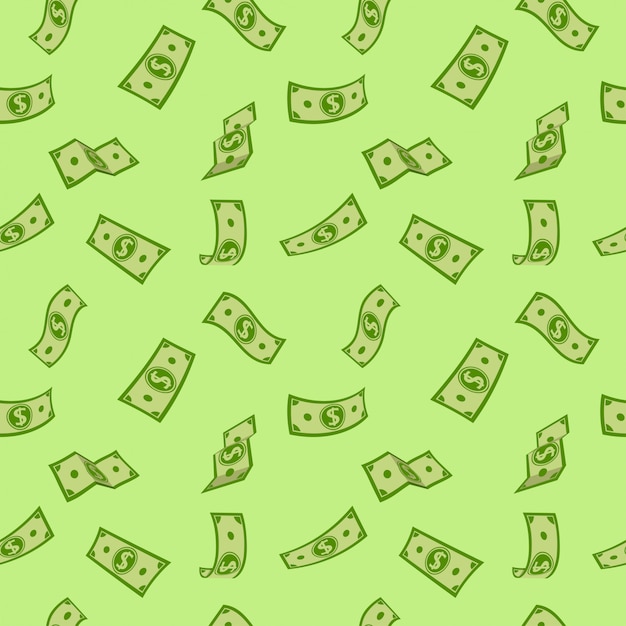 Naadloze patroon geld groene platte cartoon stijl.