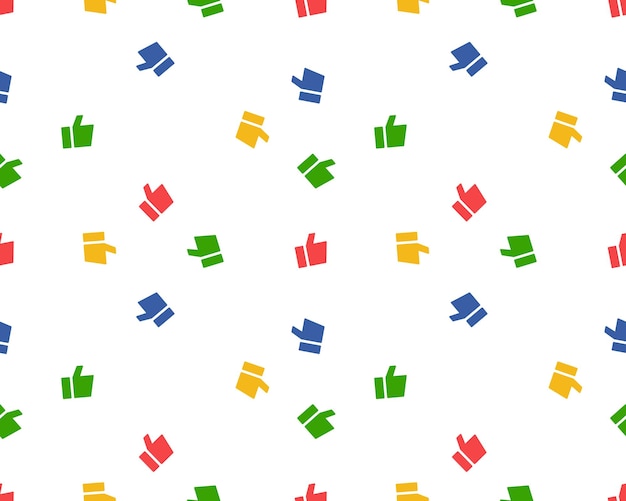 Naadloze patroon gemaakt van platte thumbs up symbolen Kleurrijke achtergrond abstracte netwerken concept voor social media banners