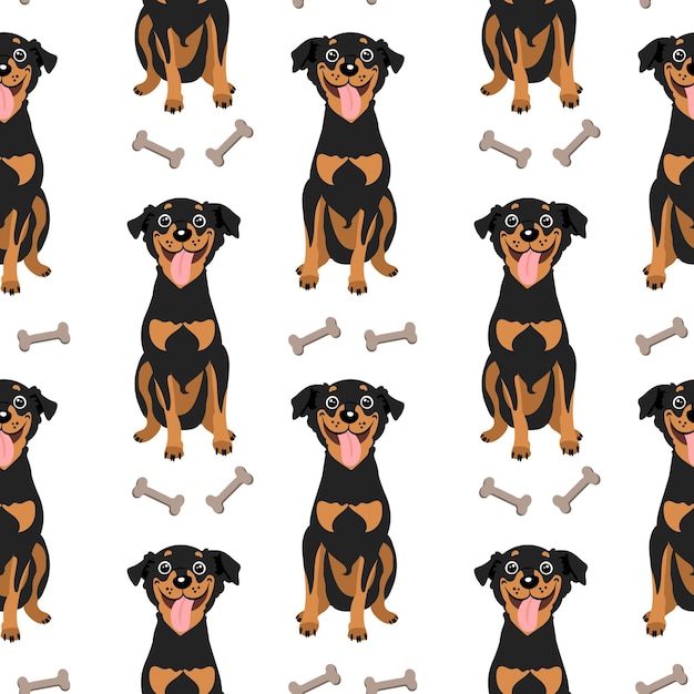 Naadloze patroon, grappige honden en botten. Cartoon print, textiel voor kinderen, vector