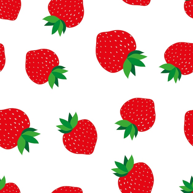 Naadloze patroon met aardbeien in een vlakke stijl zomer heldere botanische patroon vector illustratie geïsoleerd op een witte achtergrond web verpakking papier textiel behang