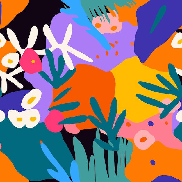 Naadloze patroon met abstracte vormen en doodles Vector illustratie