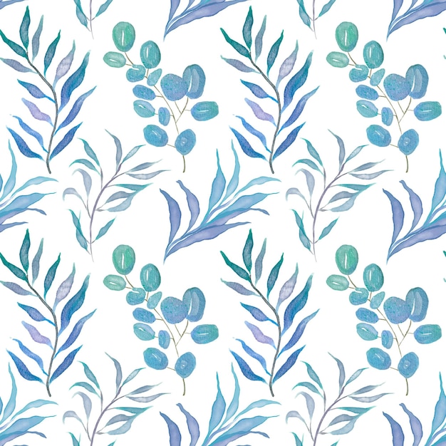 Naadloze patroon met aquarel bloemenbladeren