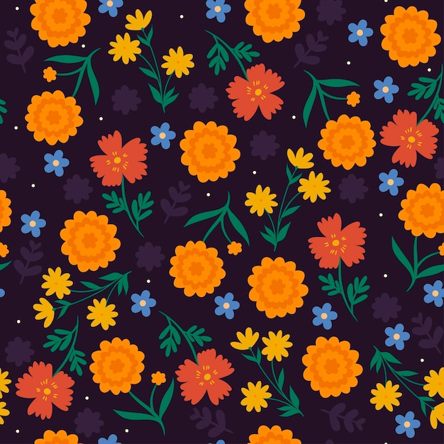 Naadloze patroon met bloemen op paars