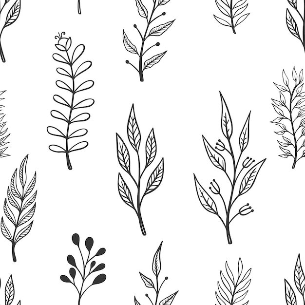 Naadloze patroon met doodle stijl floral elementen Ontwerpelement voor poster kaart banner t-shirt Vector illustratie