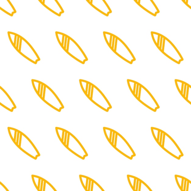 Naadloze patroon met gele omtrek surfplank