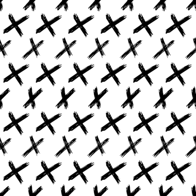 Naadloze patroon met hand getrokken kruis symbolen. zwarte schets kruis symbool op witte achtergrond. vector illustratie