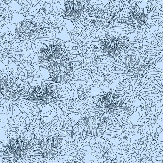Naadloze patroon met handgetekende dahlia bloemen bloemen botanische naadloze patroon achtergrond geschikt voor mode prints grafische achtergronden en ambachten