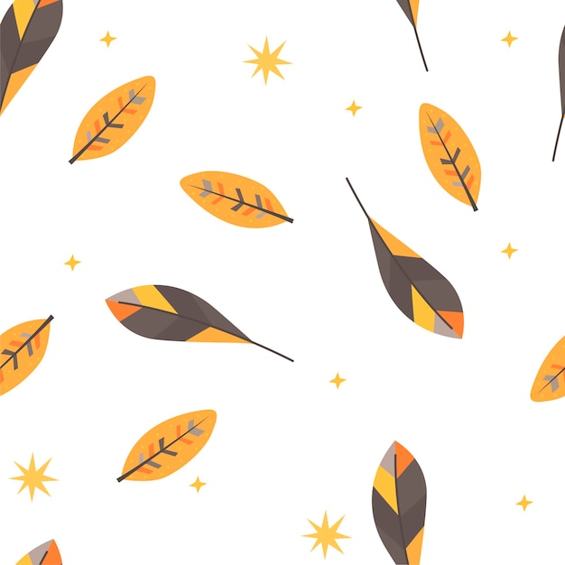 Naadloze patroon met herfstbladeren in scandinavische stijl. handtekening