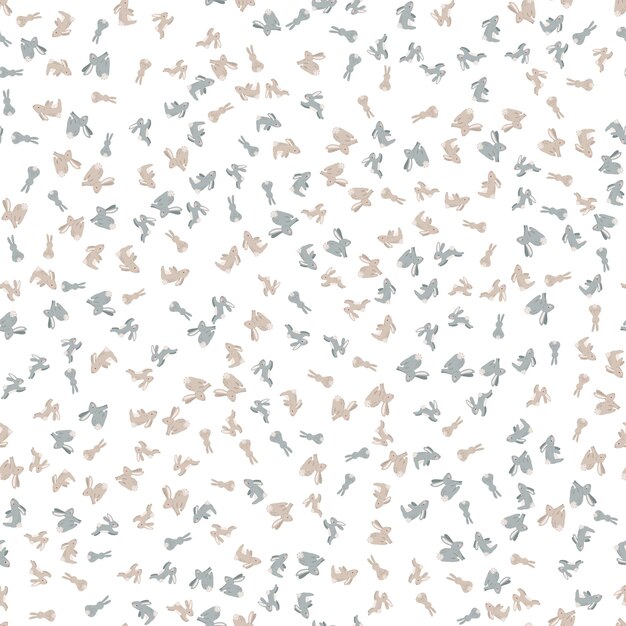 Naadloze patroon met konijnen. Haas, Pasen, lente, bloemen. Kinderachtig schattige print. Vectorafbeeldingen.