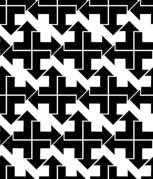 Vector naadloze patroon met pijlen, zwart-wit oneindige geometrische textiel, abstracte vector getextureerde visuele bekleding. monochroom geïnspireerd naadloze geometrische achtergrond met pijlpunten.