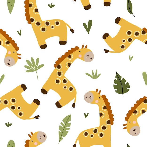 Naadloze patroon met schattige giraffe afrikaanse dieren vectorillustratie geïsoleerd op een witte achtergrond