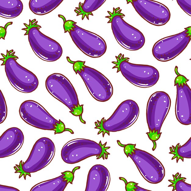 Vector naadloze patroon met schattige kleine aubergine