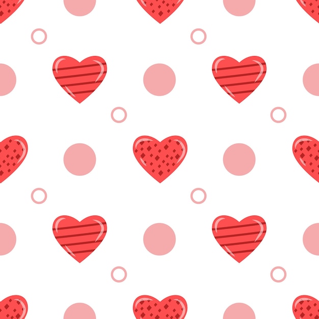 Naadloze patroon met schattige rode harten st valentijnsdag vectorillustratie