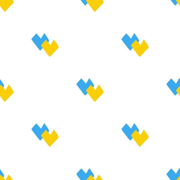 Naadloze patroon met vorm harten Oekraïne nationale blauwe en gele kleur op witte achtergrond