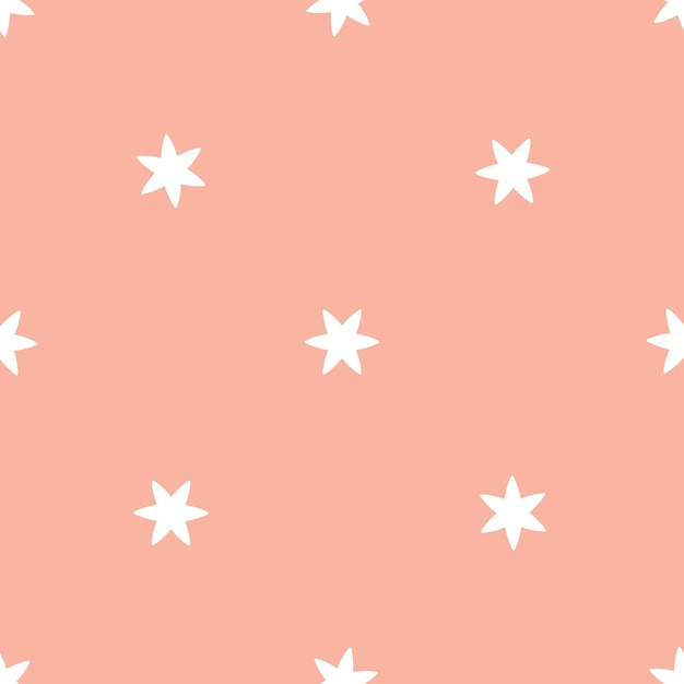 Naadloze patroon met witte sterren en roze achtergrond.