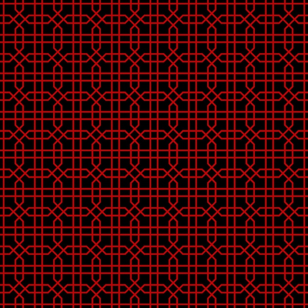 Naadloze patroon oosterse zwarte rode achthoek cross geometrie lijn