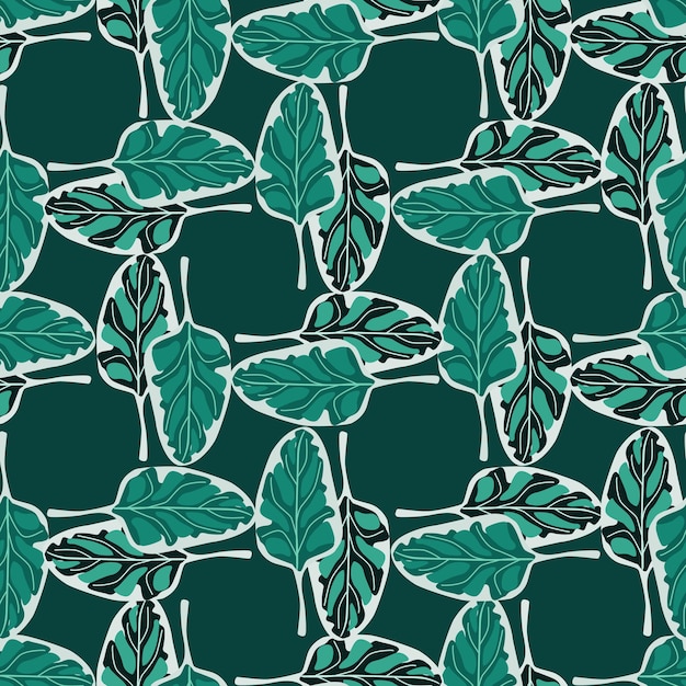 Vector naadloze patroon spinaziesalade op blauwgroen achtergrond. abstract ornament met sla.