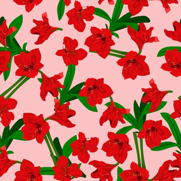 Naadloze patroon van amaryllis bloem vector illustratie amaryllis bloemen achtergrond