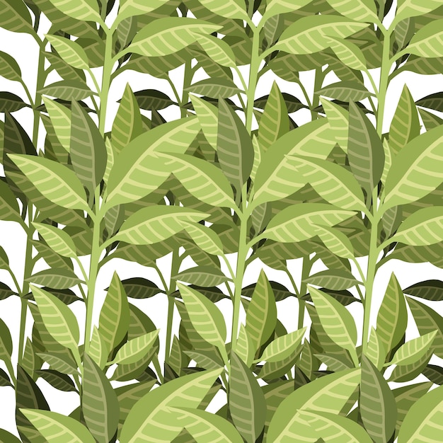 Naadloze patroon van groene bladeren platte vectorillustratie op witte background