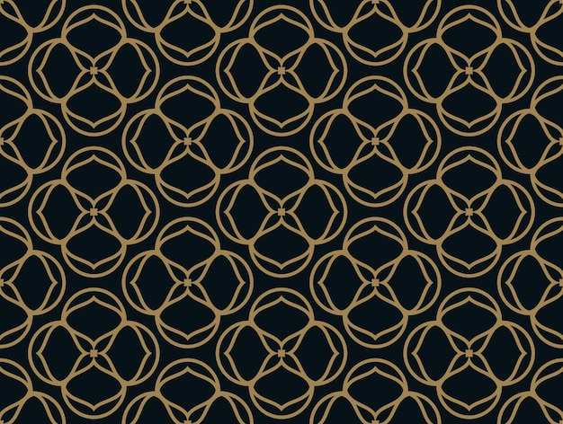 Naadloze patroon van snijdende dunne gouden lijnen op zwarte achtergrond Abstracte naadloze ornament
