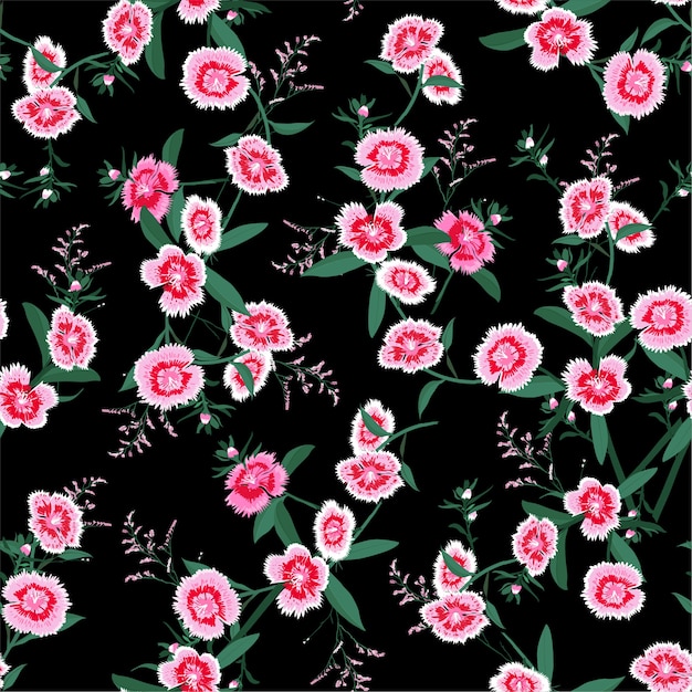 Naadloze patroon vector bloeiende dianthus bloem vector