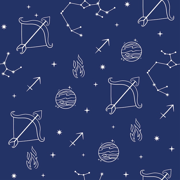 Naadloze patroon Vector illustratie Boogschutter sterrenbeeld Boogschutter sterrenbeeld Horoscope
