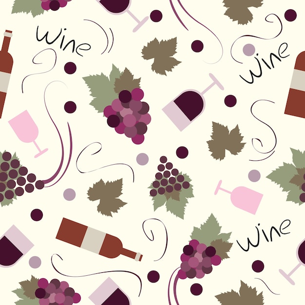 Naadloze patroon vintage - vector set van wijn en wijnmaken