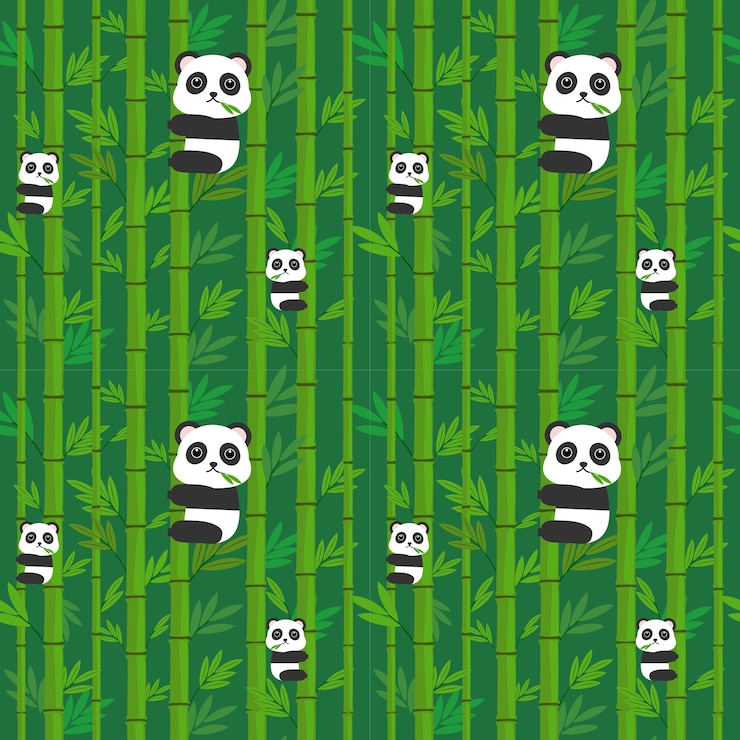 Vector naadloze patroonpanda op het bamboe