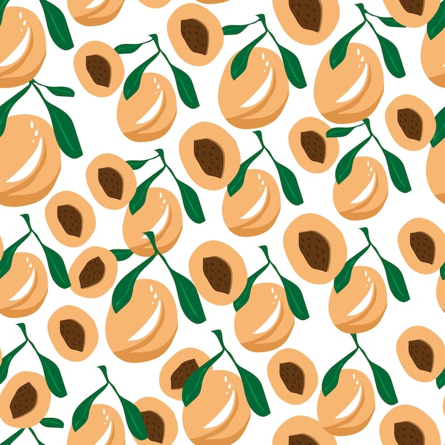 Naadloze perzik patroon op witte achtergrond vectorillustratie