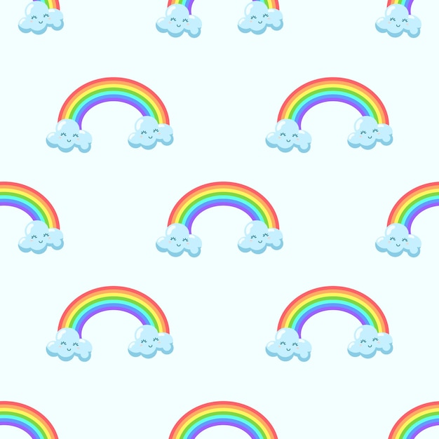 Naadloze regenboog cartoon patroon