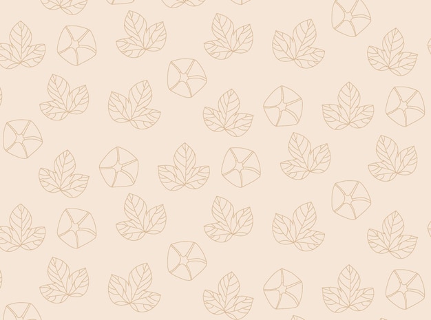 Naadloze stencil bloemmotief Beige bloemen en bladeren contouren oppervlakte ontwerp voor decoratie en kleding