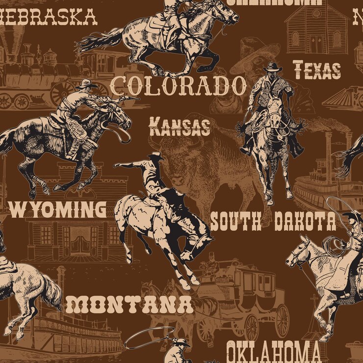 naadloze textuur wilde westen rodeo cowboys