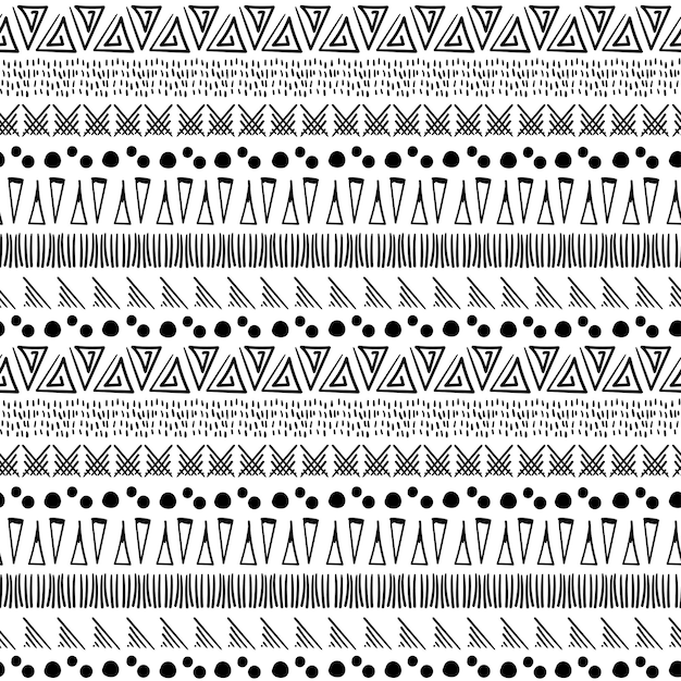 Naadloze tribal patroon met doodle elementen Azteekse abstracte geometrische print etnische achtergrond