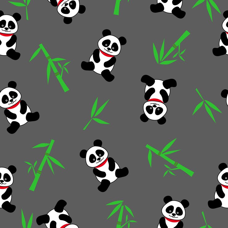 Vector naadloze vector achtergrond met schattige panda's en bamboe naadloze pandaberen