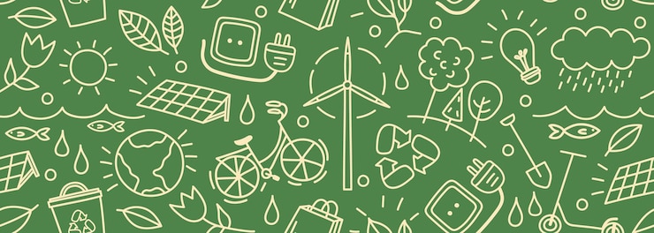 Vector naadloze vector banner met overzicht eco pictogrammen achtergrond met nul afval en recycle elementen