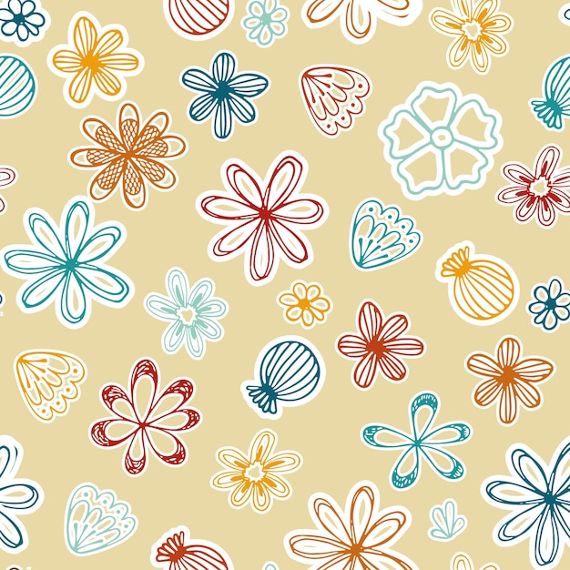 Naadloze vector patroon van schattige tuin bloemen in de hand getrokken doodle stijl voor verpakking ontwerp textiel inpakpapier fabric