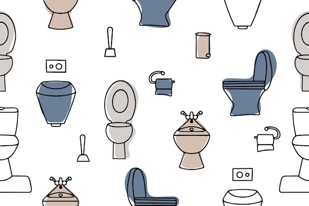 Naadloze vector patroon van toiletten en toiletpapier Toilet naadloze patroon vectorillustratie