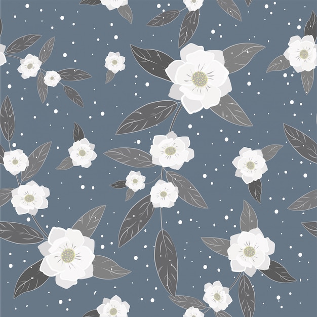 Naadloze witte bloemen patroon achtergrond