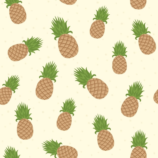 Naadloze zomer achtergrond met verse ananas rijp ananas op gele achtergrond afbeelding kan worden gebruikt voor behang ontwerp patroon opvulling webpagina-achtergrond inpakpapier