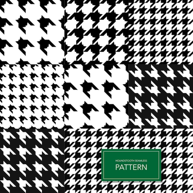 Naadloze zwart-wit houndstooth vector achtergrond. retro geometrische patroon voor kleding mode of vintage textiel textuur.