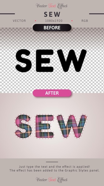 Naai bewerkbaar teksteffect Lettertypestijl