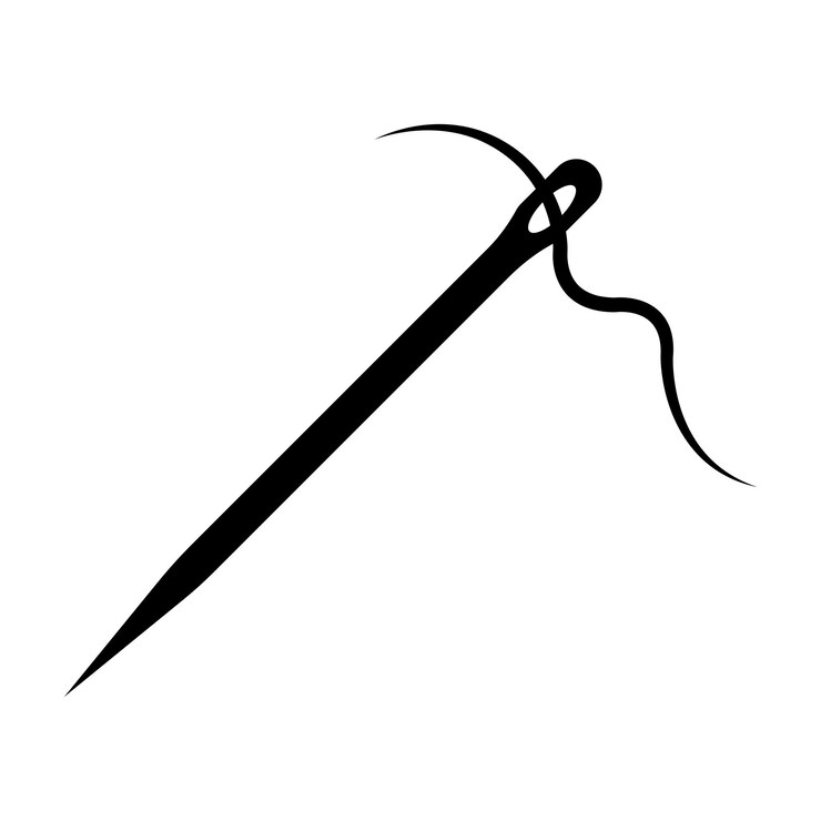 Vector naaien naald pictogram logo vector ontwerpsjabloon