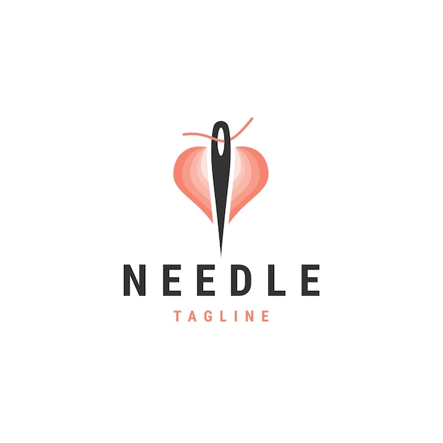 Naald liefde volledige kleur logo concept platte pictogram ontwerp vector