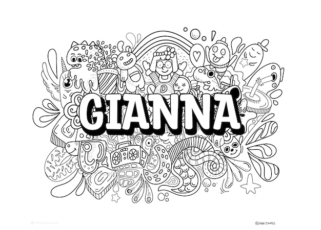 Naam doodle handgetekende kunst voor Gianna