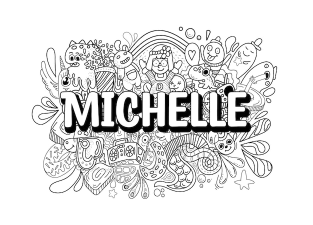 Naam doodle handgetekende kunst voor Michelle