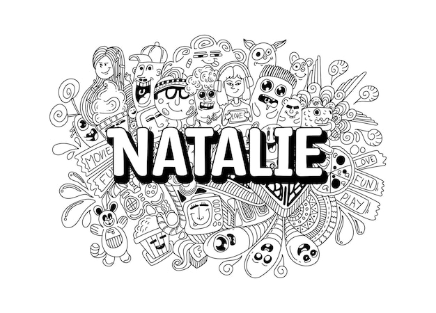 Naam doodle handgetekende kunst voor Natalie