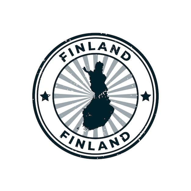 Naam en kaart van Finland silhouet teken of stempel Grunge Rubber op witte achtergrond