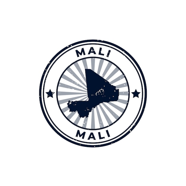 Naam en kaart van Mali silhouet teken of stempel Grunge Rubber op witte achtergrond