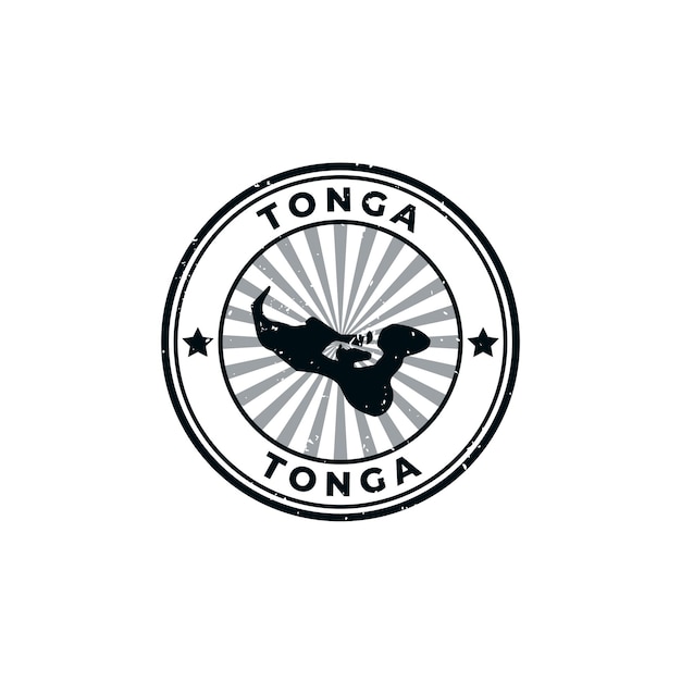 Naam en kaart van Tonga silhouet teken of stempel Grunge Rubber op witte achtergrond